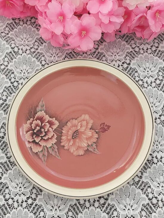 Denby Other - Vintage Denby England Damask Pink Stoneware Salad Plates x4